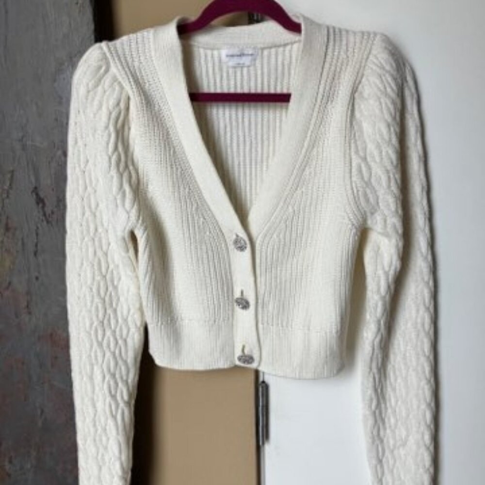 Lovers and Friends Ivory Cotton Cropped Cardigan Size Small